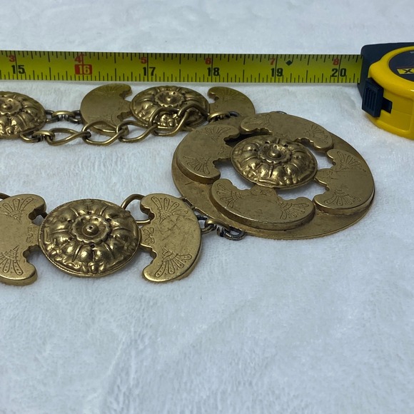 Vintage‎ Gold Tone Metal Coin Medallion Chain Belt Boho Festival Adjustable - Picture 8 of 10